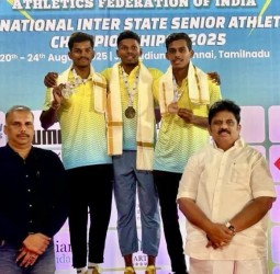 பெரியமேட்டில் நடைபெற்று வரும் தேசிய சீனியர் தடகள சாம்பியன்ஷிப் போட்டி