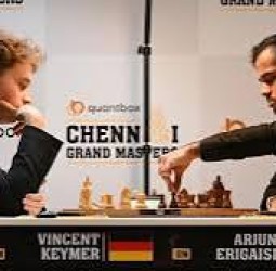 சென்னை கிராண்ட் மாஸ்டர்ஸ் செஸ் போட்டி: அர்ஜுன் எரிகைசி - வின்சென்ட் கீமர் மோதிய ஆட்டம் டிரா