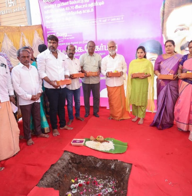 திரு.வி.க.நகர் மண்டலம், நரசிங்க பெருமாள் கோவில் தெருவில் பல்நோக்கு மையம் கட்டடம் கட்டும் பணி