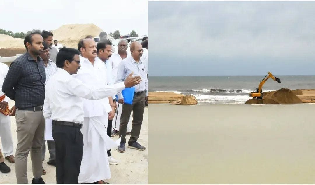 தியாகவல்லி பகுதியில் நடைபெற்று வரும் அருவாள்மூக்கு திட்டப் பணி