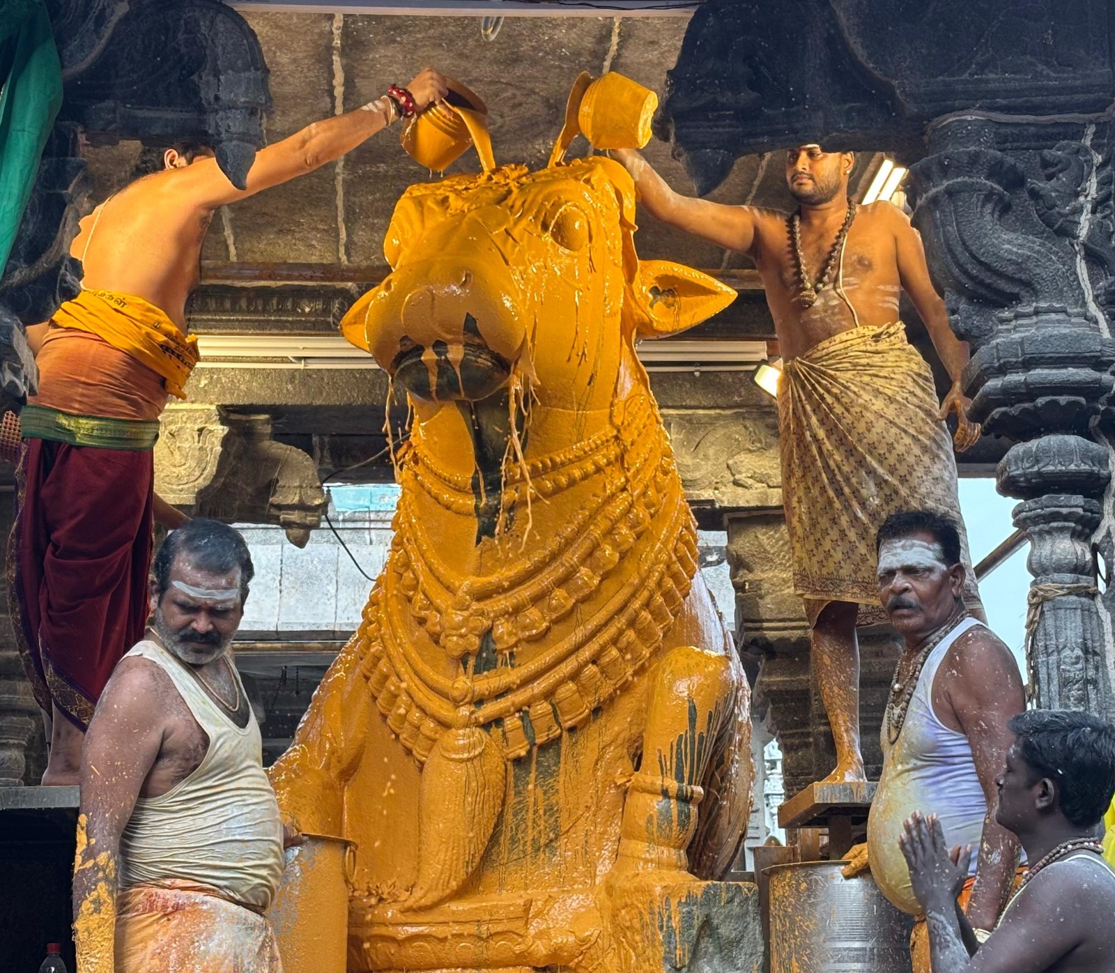 பெரிய நந்திபகவானுக்கு சிறப்பு அபிஷேகம்