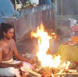 சுப்ரமண்யம் நகரில் அமைந்துள்ள ஸ்ரீ கனகதுர்கா கோயிலில் இன்று ப்ரத்யங்கரா தேவிக்கு அபிஷேகம் அலங்காரம்