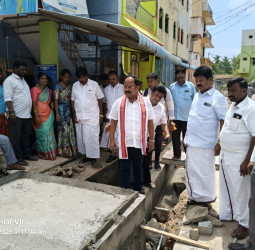 கால்வாய் கட்டும் பணியை திடீர் ஆய்வு செய்த எம்எல்ஏ!