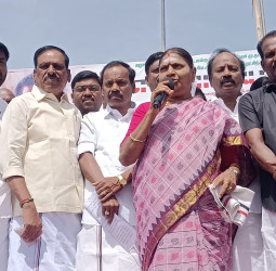 முன்னாள் அமைச்சர் வளர்மதி தலைமையில் அதிமுக கண்டன ஆர்ப்பாட்டம்