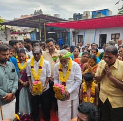 கருவறை, விமானம், மகா மண்டபம் ஆகியவற்றை கருங்கல்லால் புதியதாக கட்டி அமைப்பதற்கான பூமி பூஜை