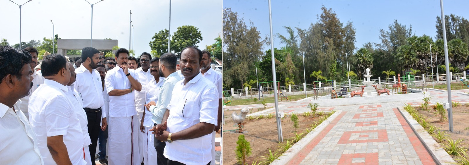 நாகூர் சில்லடி தர்கா கடற்கரையில் அமைச்சர்கள் ஆவடி நாசர், அன்பில் மகேஸ் பொய்யாமொழி ஆய்வு