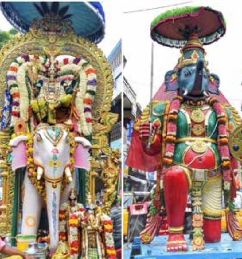 வெள்ளை யானை வாகனத்தில் சுப்பிரமணியர்