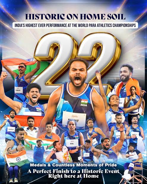 உலக பாரா தடகள சாம்பியன்ஷிப் 22 பதக்கங்கள் குவித்த இந்திய வீரர் - வீராங்கனைகளுக்கு குவியும் பாராட்டு