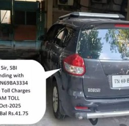 வீட்டில் நிறுத்தியிருந்த காருக்கு டோல் கட்டணம்: வாகன உரிமையாளர் அதிர்ச்சி