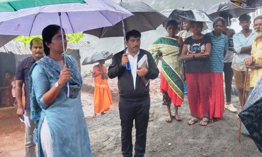 மழையினால் பாதிக்கப்பட்ட இடங்களில் லட்சுமி பவ்யா தண்ணீரு நேரில் ஆய்வு