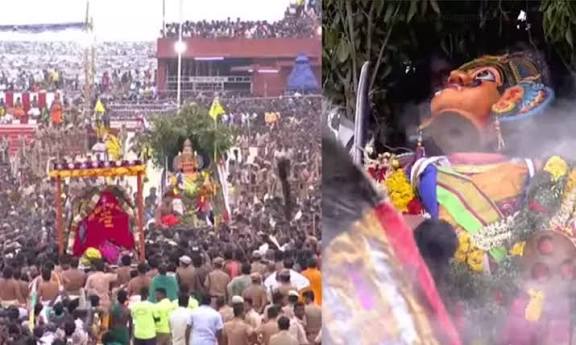 திருச்செந்தூரில் கோலாகலமாக நடைபெற்ற சூரசம்ஹாரம்.. விண்ணைப் பிளந்த அரோகரா முழக்கம்