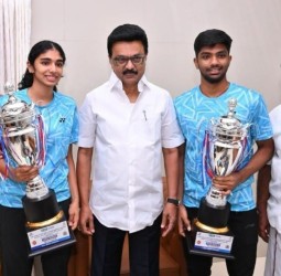 மதுரையில் நடைபெற்ற அகில இந்திய ஜூனியர் தரவரிசை இறகுப்பந்து போட்டி