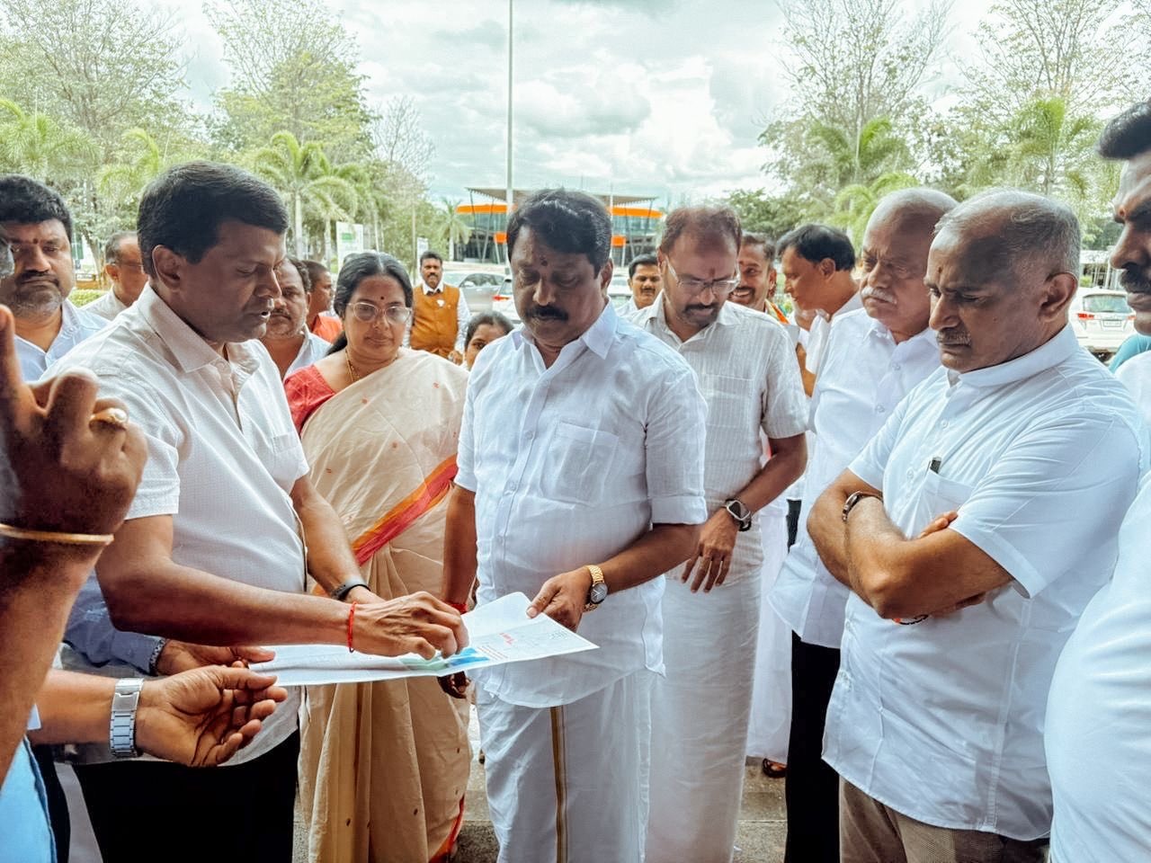 சிபி ராதாகிருஷ்ணன் பங்கேற்கும் விழாமுன்னேற்பாடுகள் குறித்து பாஜக மாநிலத்தலைவர் நயினார் நாகேந்திரன் நேற்று ஆய்வு