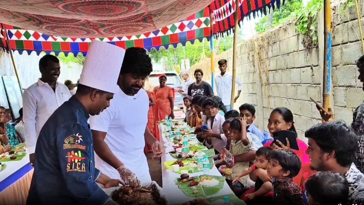 திருமுல்லைவாயில் நரிக்குறவர் காலனியில் நடிகர் ராகவா லாரன்ஸின் தாய் கண்மணி ஏற்பாடு செய்த அசைவ அன்னதானம்