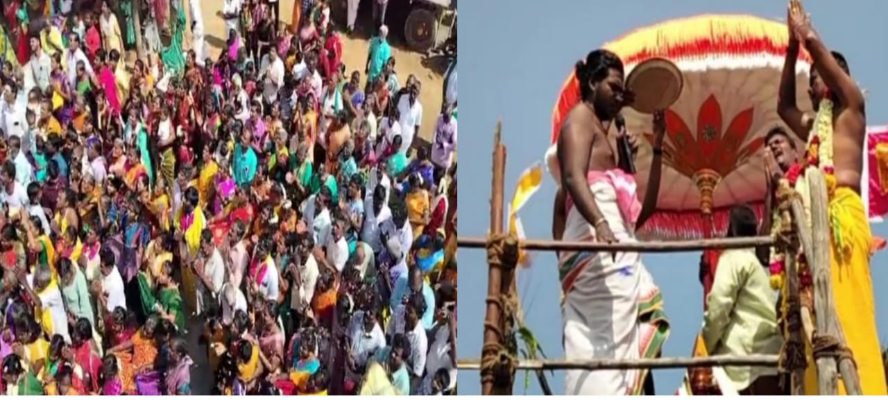 ஸ்ரீநிவாச பெருமாள் கோயில் மகா கும்பாபிஷேக விழாவில் வானில் வட்டமிட்ட கருடன்..!*