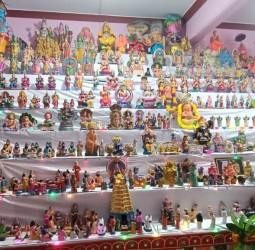 போளூர் நகராட்சி சேர்மன் சபாபதி தெருவில் மணிவண்ணன் வீட்டில் நவராத்திரி முன்னிட்டு தசரா கொளூ