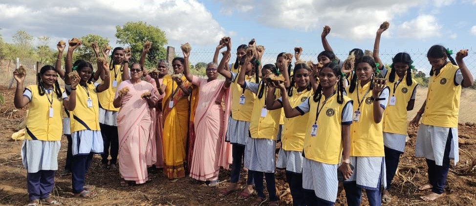 அமலி மகளிர் மேல்நிலைப்பள்ளி தலைமை ஆசிரியர் அருள்மேரி தலைமையில் பனை விதைகள்