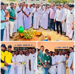 பள்ளி கட்டிடம் கட்டும் பணிக்கு பூமி பூஜை...