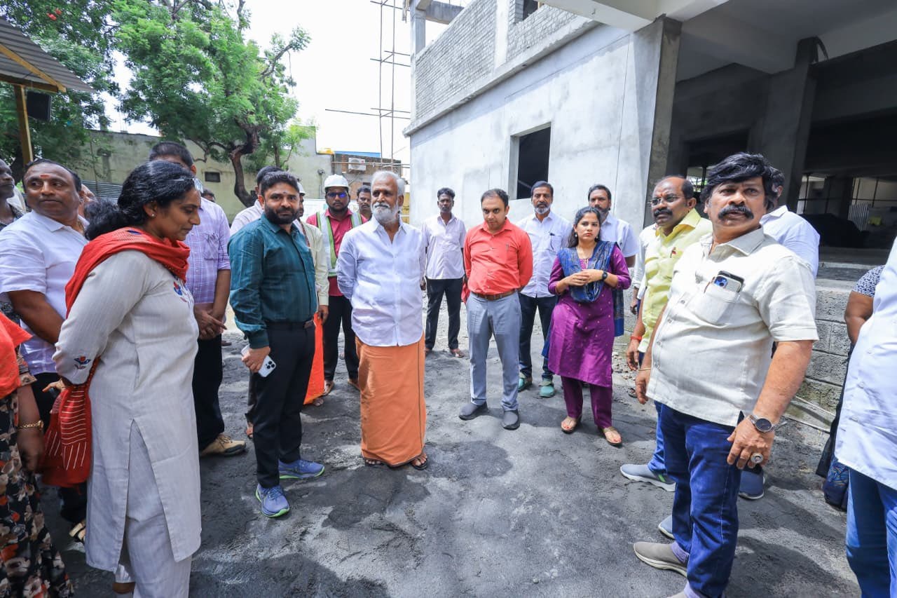 புதிய சமுதாய நலக்கூடம் பணிகளை அமைச்சர் சேகர்பாபு ஆய்வு