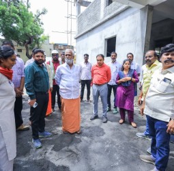 புதிய சமுதாய நலக்கூடம் பணிகளை அமைச்சர் சேகர்பாபு ஆய்வு