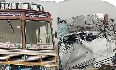 திருப்பூர் - லாரி மீது கார் மோதி விபத்து; 2 பேர் பலி