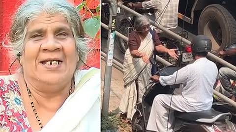 நடைபாதையில் ஸ்கூட்டர் ஓட்டிய நபருக்கு வழிவிடாத கேரள மூதாட்டிக்கு பாராட்டு