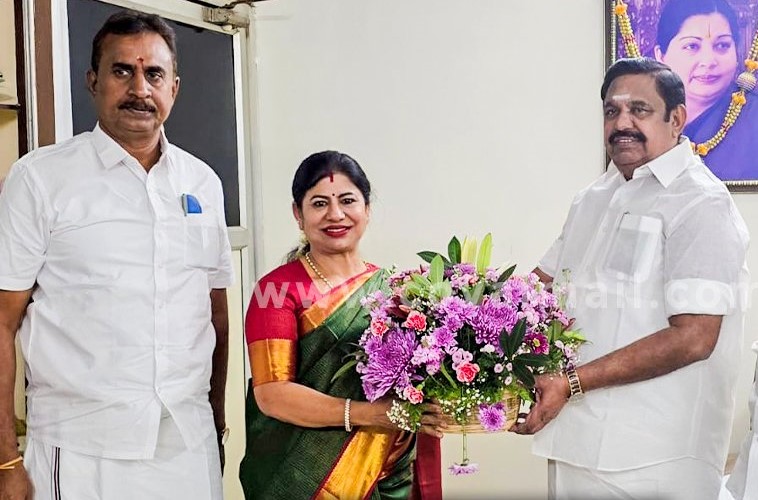 லீமா ரோஸ் மார்ட்டின் நேற்று அதிமுக பொதுச் செயலாளர் எடப்பாடி பழனிசாமிமுன்னிலையில் அதிமுகவில் சேர்ந்தார்