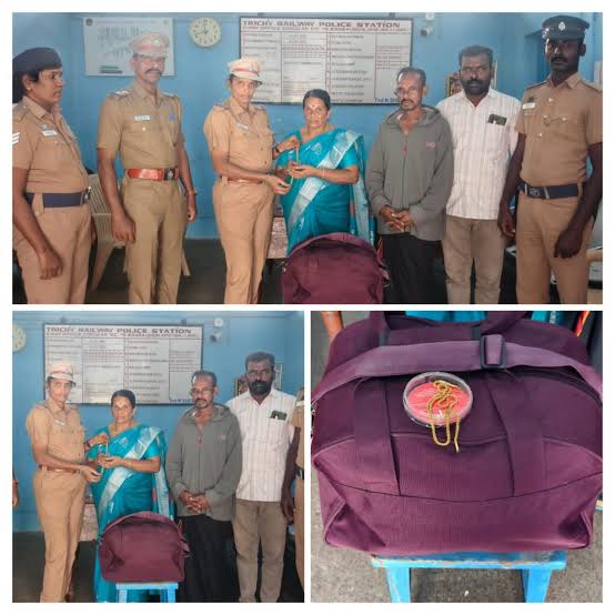 எர்ணாகுளம் எக்ஸ்பிரஸில் தவறவிட்ட ரூ.3 லட்சம் நகைகள்: உரியவர்களிடம் ஒப்படைத்த திருச்சி ரயில்வே போலீசார்