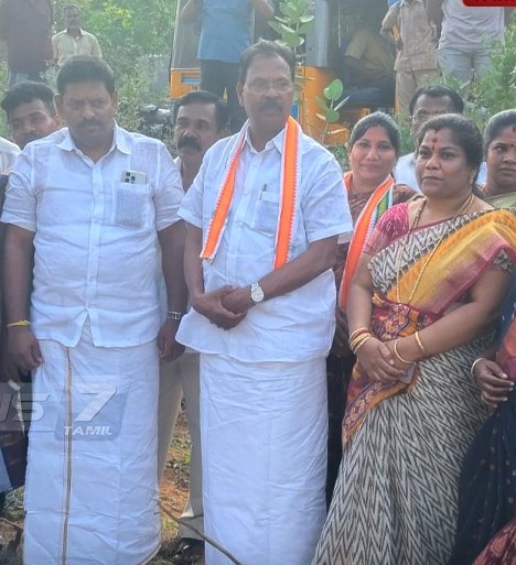 உயர்மட்ட பாலம் அமைக்க ரூபி ஆர்.மனோகரன் எம்எல்ஏ அடிக்கல்