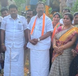 உயர்மட்ட பாலம் அமைக்க ரூபி ஆர்.மனோகரன் எம்எல்ஏ அடிக்கல்